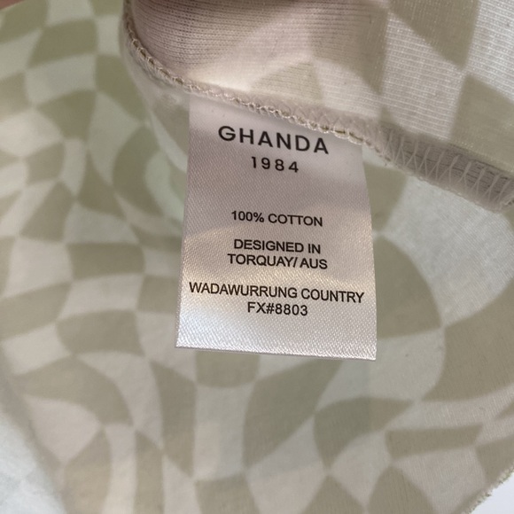 FUN GHANDA Green & White tank top size 10 retro groovy style with ghanda logo - Picture 5 of 10